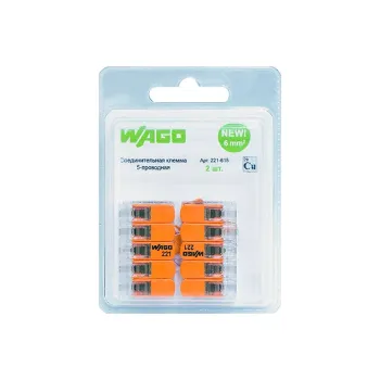 Изображение товара Клемма строительно-монтажная Wago 221-615 5-проводная, влагостойкая Изображение товара Клемма строительно-монтажная Wago 221-615 5-проводная, влагостойкая