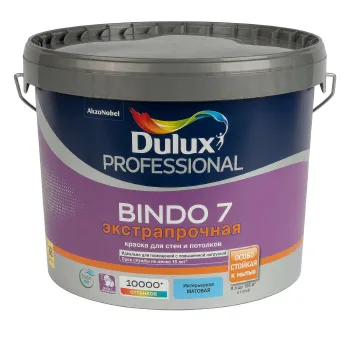 Краска интерьерная моющаяся Bindo 7 матовая (база C) 9л Dulux