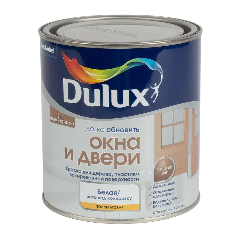 Краска для окон и дверей Dulux белая база BW 0,75 л_1