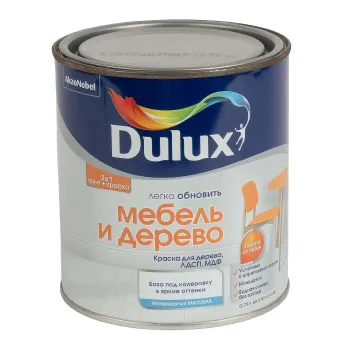 Изображение товара Краска для мебели и дерева Dulux бесцветная база BC 0, 75 л - высокое качество и стойкость Изображение товара Краска для мебели и дерева Dulux бесцветная база BC 0, 75 л - высокое качество и стойкость