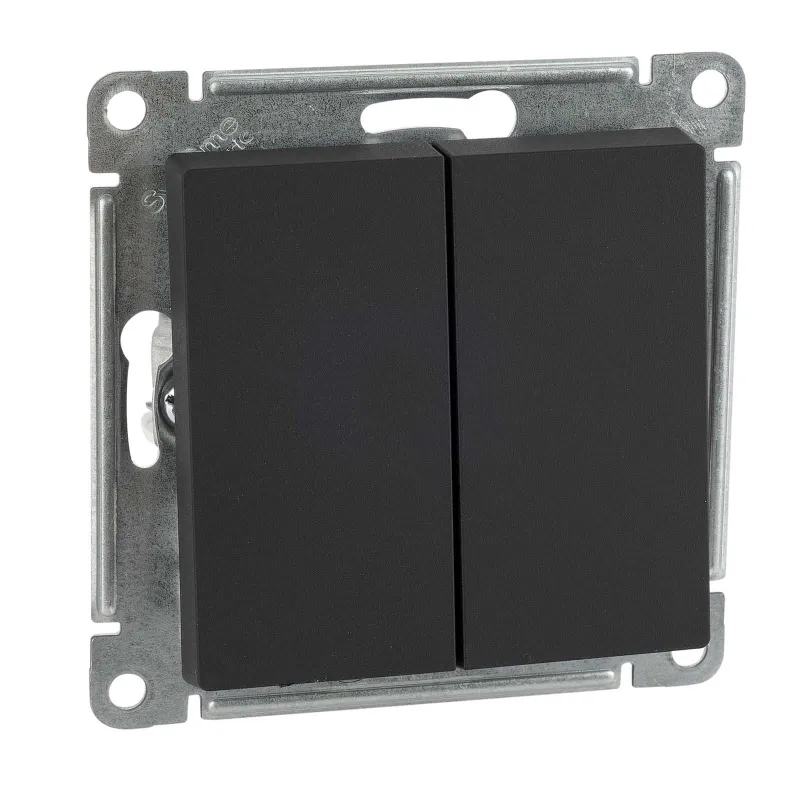 Механизм выключателя двухклавишный AtlasDesign карбон IP20 Systeme Electric_1