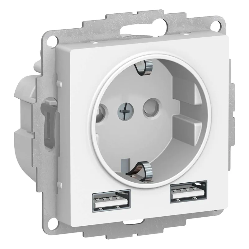 Механизм розетки с 2 USB Systeme Electric AtlasDesign белый_1