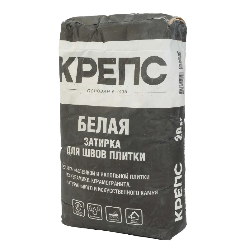 Затирка цементная Крепс белая 20кг_1