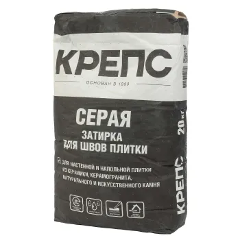 Изображение товара Затирка Крепс серая 20 кг для швов керамической плитки и камня Изображение товара Затирка Крепс серая 20 кг для швов керамической плитки и камня