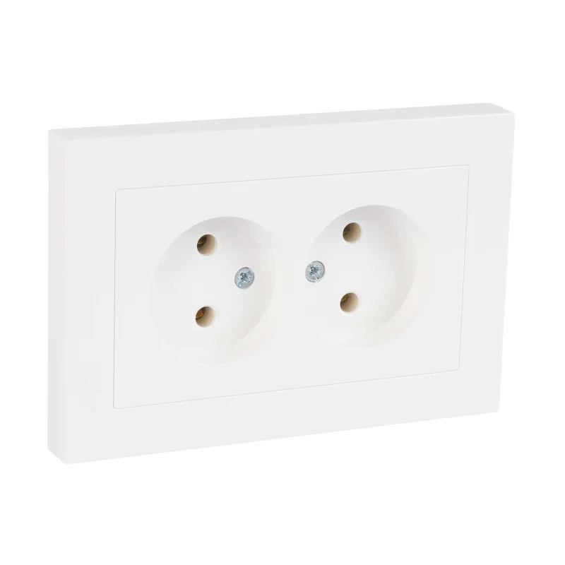 Розетка двухместная без заземления AtlasDesign белая IP20 Systeme Electric_1