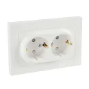 Розетка двухместная с заземлением со шторками AtlasDesign белая IP20 Systeme Electric_1