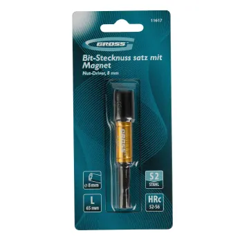 Изображение товара Бита с торцевой головкой Gross 8х65 мм односторонняя магнитная Изображение товара Бита с торцевой головкой Gross 8х65 мм односторонняя магнитная