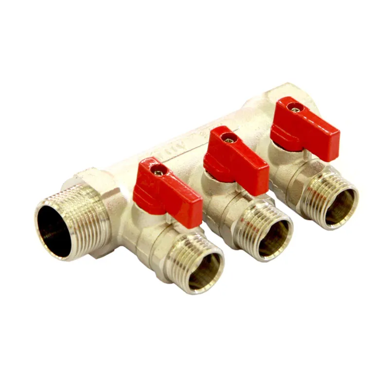 Коллектор с отсекающими кранами 1"х3 выхода 1/2" НР HLV_1