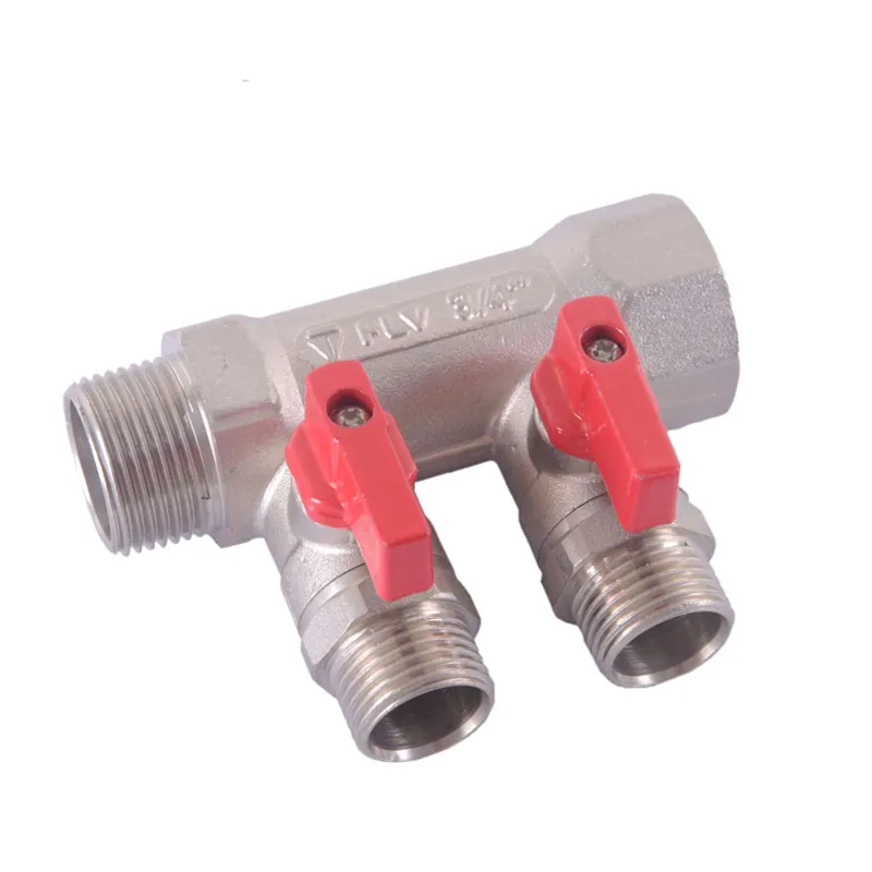 Коллектор с отсекающими кранами 3/4"х2 выхода 1/2" НР HLV_1