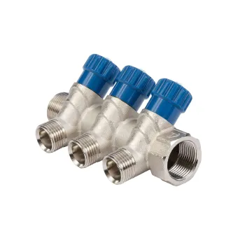 Изображение товара Коллектор с регулируемыми вентилями 3/4х3/2 НР HLV для отопления и водоснабжения Изображение товара Коллектор с регулируемыми вентилями 3/4х3/2 НР HLV для отопления и водоснабжения