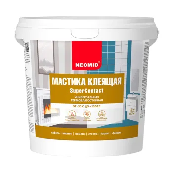Изображение товара Мастика клеящая термовлагостойкая Neomid Supercontact 1,5 кг универсальный состав Изображение товара Мастика клеящая термовлагостойкая Neomid Supercontact 1,5 кг универсальный состав