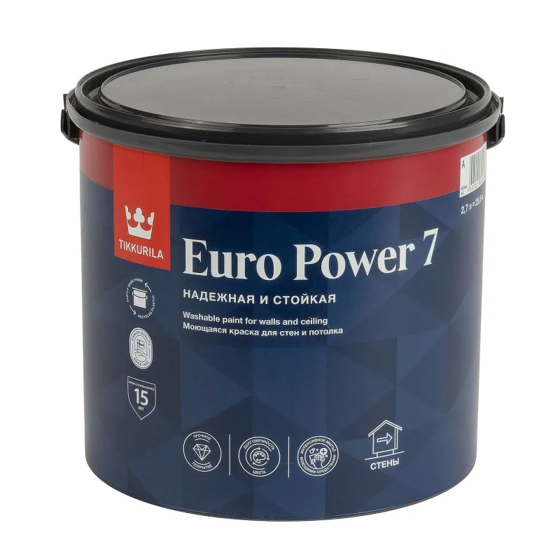 Краска интерьерная моющаяся Euro 7 матовая 2,7л Tikkurila_1