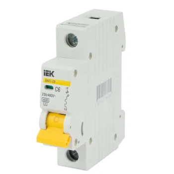 Изображение товара Выключатель автоматический однополюсной IEK 6А 4.5кА для защиты цепей Изображение товара Выключатель автоматический однополюсной IEK 6А 4.5кА для защиты цепей