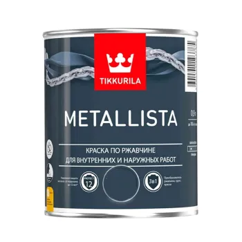 Изображение товара Краска по ржавчине 3в1 Tikkurila Metallista белая глянцевая 0,9л Изображение товара Краска по ржавчине 3в1 Tikkurila Metallista белая глянцевая 0,9л
