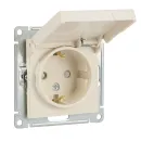 Механизм розетки с заземлением со шторками и крышкой AtlasDesign бежевый IP20 Systeme Electric_1