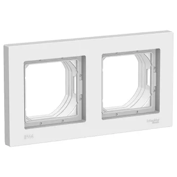 Изображение товара Двухместная белая рамка AtlasDesign IP44 Schneider Electric Изображение товара Двухместная белая рамка AtlasDesign IP44 Schneider Electric