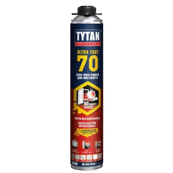 Изображение товара Пена монтажная Tytan Ultra Fast 70 профессиональная 870 мл для наружных и внутренних работ Изображение товара Пена монтажная Tytan Ultra Fast 70 профессиональная 870 мл для наружных и внутренних работ