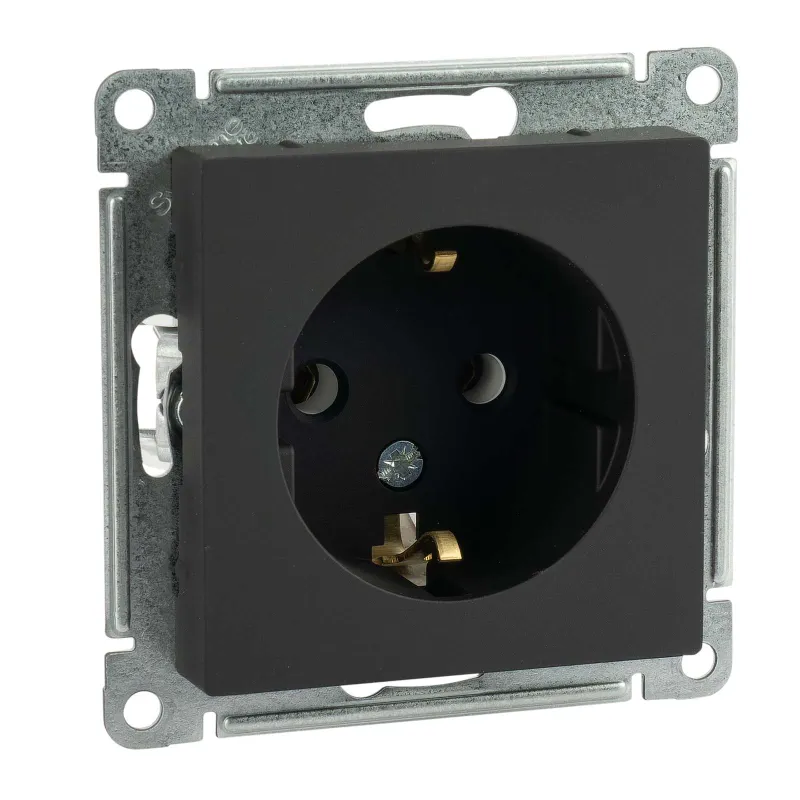 Механизм розетки с заземлением AtlasDesign карбон IP20 Systeme Electric_1