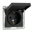 Механизм розетки с заземлением со шторками и крышкой AtlasDesign карбон IP20 Systeme Electric_1