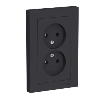 Розетка двухместная без заземления AtlasDesign карбон IP20 Systeme Electric