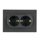 Розетка двухместная с заземлением со шторками AtlasDesign карбон IP20 Systeme Electric_2