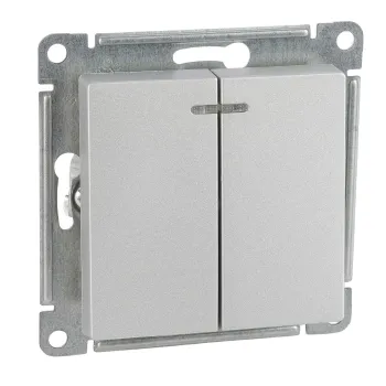 Изображение товара Двухклавишный выключатель с подсветкой AtlasDesign Systeme Electric алюминий Изображение товара Двухклавишный выключатель с подсветкой AtlasDesign Systeme Electric алюминий