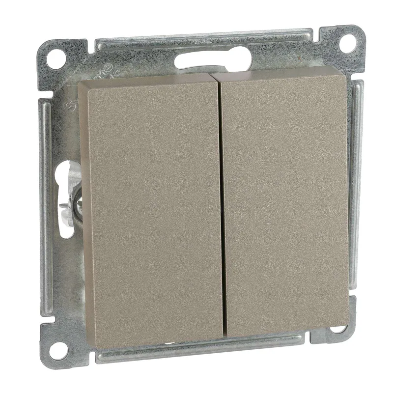 Механизм выключателя двухклавишный AtlasDesign шампань IP20 Systeme Electric_1