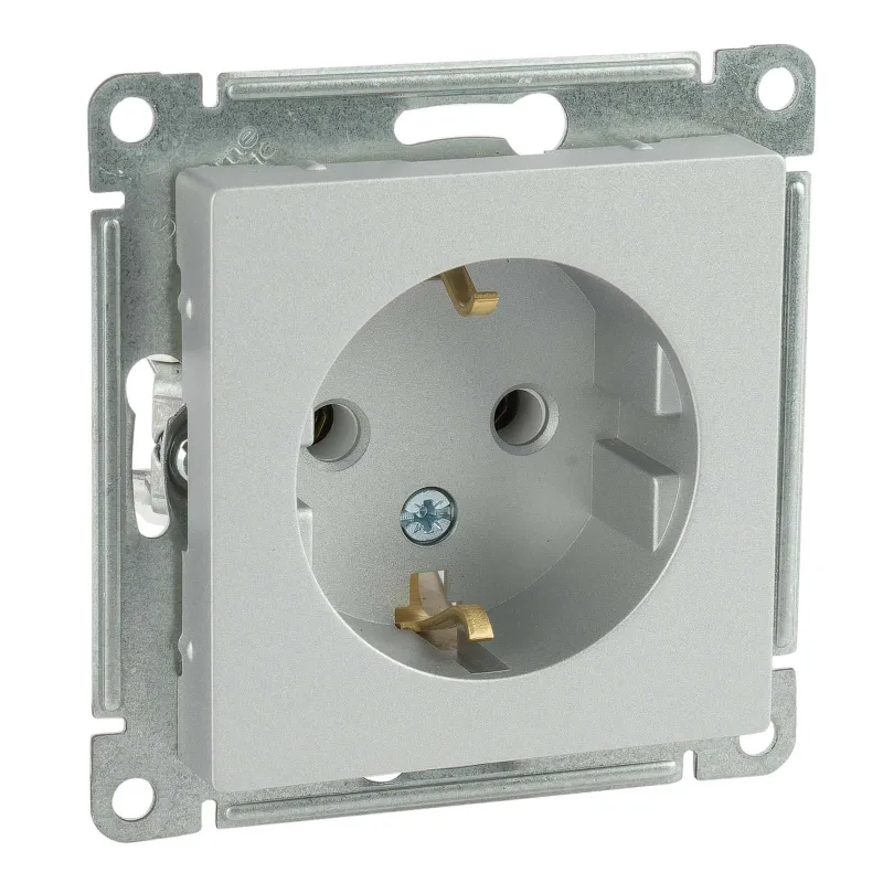 Механизм розетки с заземлением AtlasDesign алюминий IP20 Systeme Electric_1
