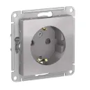 Механизм розетки с заземлением со шторками AtlasDesign алюминий IP20 Systeme Electric_1