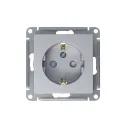 Механизм розетки с заземлением со шторками AtlasDesign алюминий IP20 Systeme Electric_2