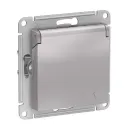 Механизм розетки с заземлением со шторками и крышкой AtlasDesign алюминий IP20 Systeme Electric_1