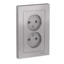 Розетка двухместная без заземления AtlasDesign алюминий IP20 Systeme Electric_1