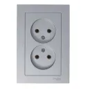 Розетка двухместная без заземления AtlasDesign алюминий IP20 Systeme Electric_2
