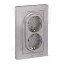 Розетка двухместная с заземлением со шторками AtlasDesign алюминий IP20 Systeme Electric_1