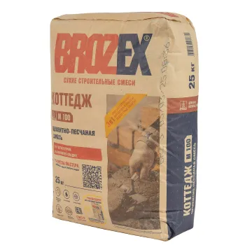 Изображение товара Цементно-песчаная смесь Brozex М-100 Коттедж 25 кг для кладки и штукатурки Изображение товара Цементно-песчаная смесь Brozex М-100 Коттедж 25 кг для кладки и штукатурки