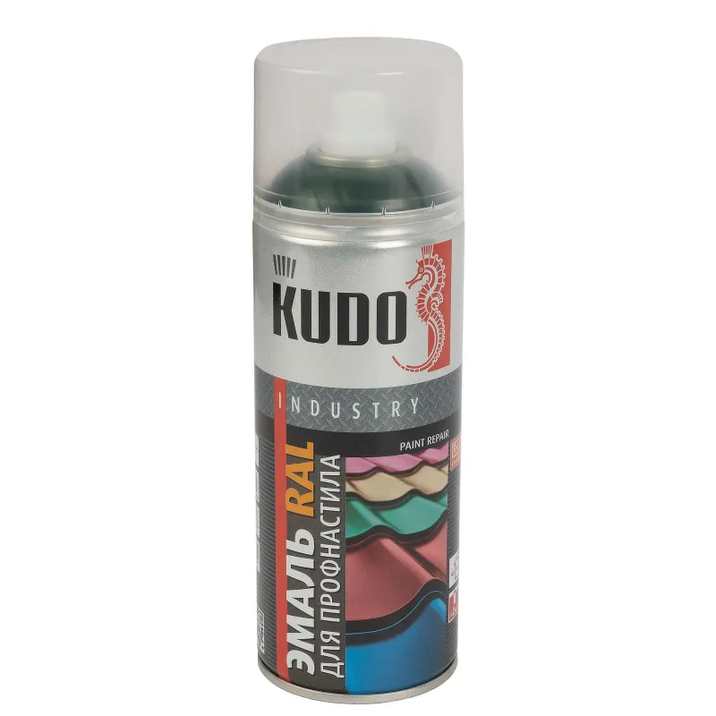 Эмаль аэрозольная для профнастила Kudo зеленый мох (RAL 6005) полуматовая 0,52л_1