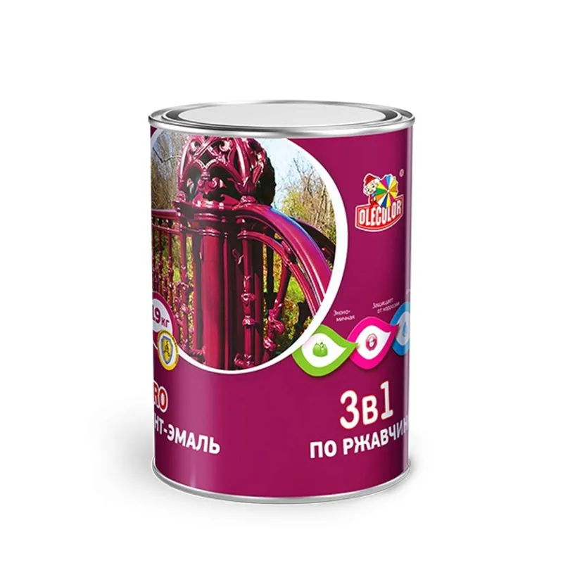 Грунт-эмаль по ржавчине 3 в 1 Olecolor серая 0,9 кг_1