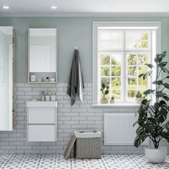 Изображение товара Зеркало шкаф Акватон Сканди 45 белый/дуб верона для ванной Изображение товара Зеркало шкаф Акватон Сканди 45 белый/дуб верона для ванной