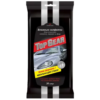 Изображение товара Автомобильные влажные салфетки Top Gear для стекол 30 шт Изображение товара Автомобильные влажные салфетки Top Gear для стекол 30 шт