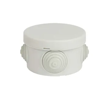 Изображение товара Круглая накладная распределительная коробка IP55 65х40 мм серого цвета Изображение товара Круглая накладная распределительная коробка IP55 65х40 мм серого цвета