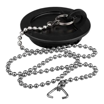 Изображение товара Пробка для ванны или раковины MP с цепочкой хром Черная Изображение товара Пробка для ванны или раковины MP с цепочкой хром Черная