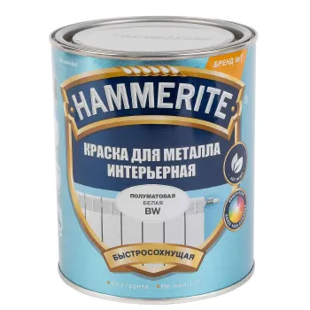 Изображение товара Интерьерная краска для металла Hammerite BW 0,9 л полуматовая акриловая Изображение товара Интерьерная краска для металла Hammerite BW 0,9 л полуматовая акриловая