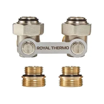 Изображение товара Угловой узел нижнего подключения Royal Thermo 1/2х3/4" для системы отопления Изображение товара Угловой узел нижнего подключения Royal Thermo 1/2х3/4" для системы отопления