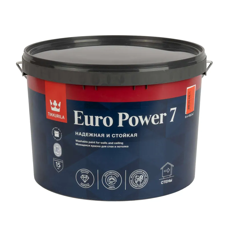 Краска интерьерная моющаяся Euro 7 матовая (база С) 9л Tikkurila_1