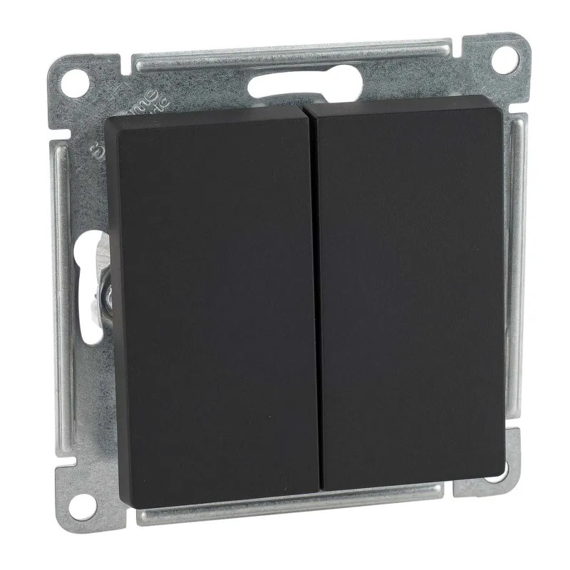 Механизм переключателя проходного двухклавишный AtlasDesign карбон IP20 Systeme Electric_1