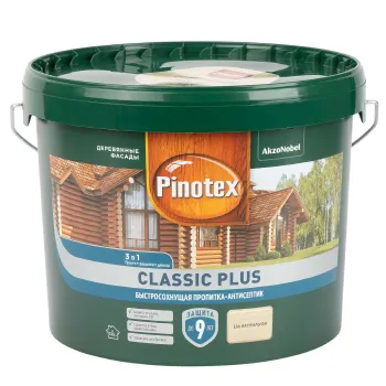 Изображение товара Декоративно-защитное средство для дерева Pinotex Classic Plus 3 в 1 9л ель натуральная Изображение товара Декоративно-защитное средство для дерева Pinotex Classic Plus 3 в 1 9л ель натуральная