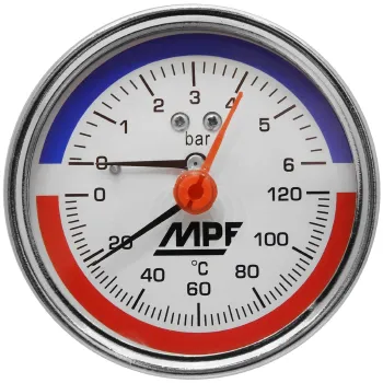 Термоманометр аксиальный 6 Бар, 120 С, 1/2" н, MP-У