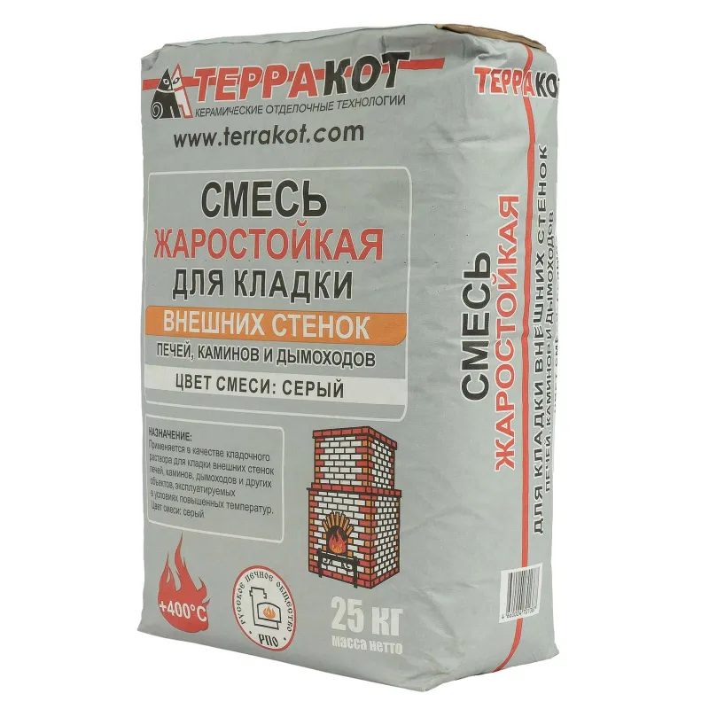 Смесь кладочная жаростойкая для печей и каминов Терракот 25кг_1