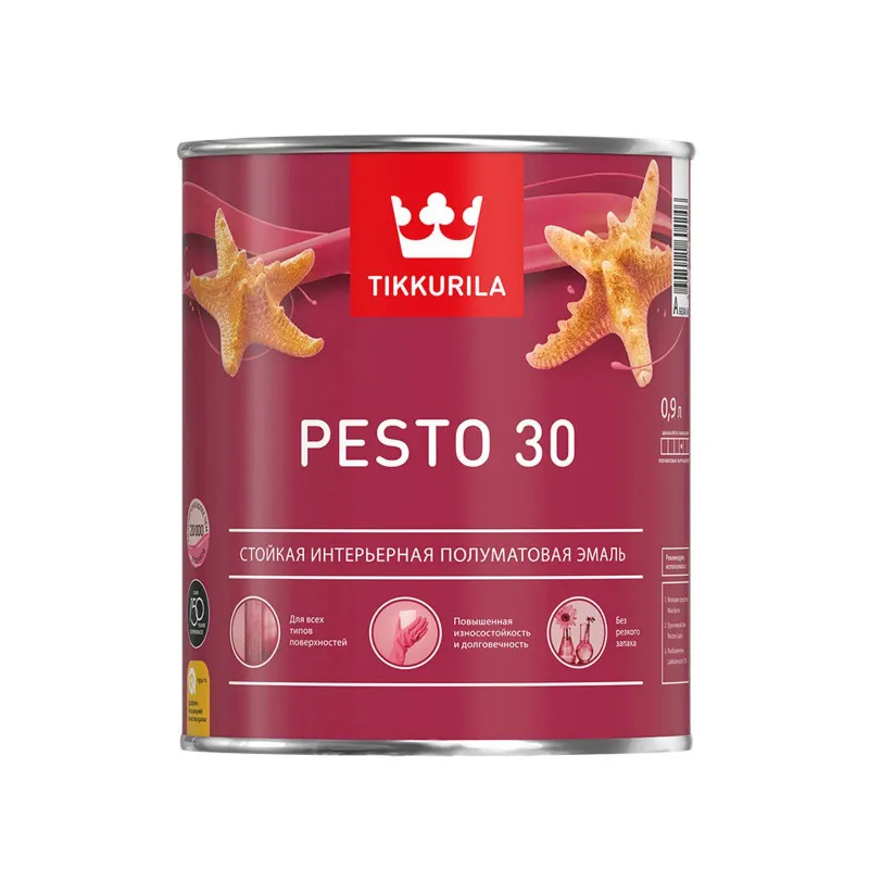 Эмаль алкидная универсальная Tikkurila Pesto 30 (база С) полуматовая 0,9л_1