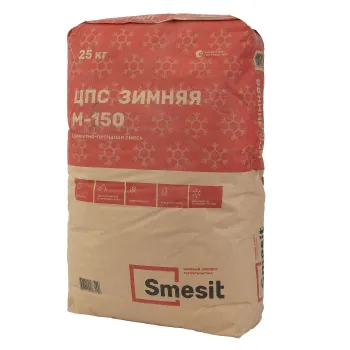 Изображение товара Смесь цементно-песчаная М-150 Smesit 25 кг морозостойкая для внешних и внутренних работ Изображение товара Смесь цементно-песчаная М-150 Smesit 25 кг морозостойкая для внешних и внутренних работ